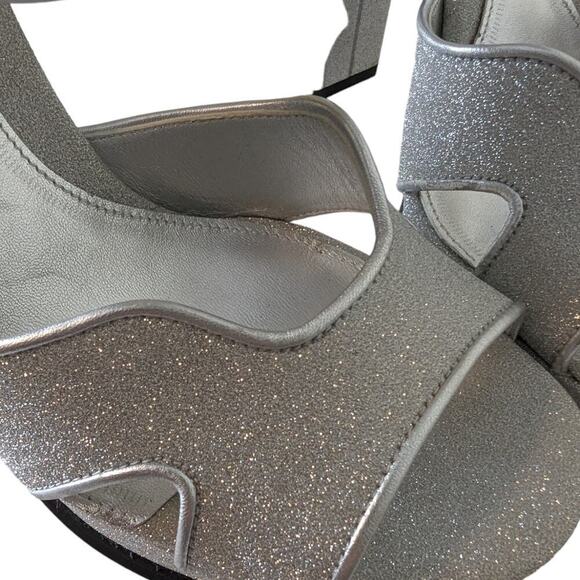 Alexander McQueen Silver Platform Heels Size 8.5 As Seen On Taylor Swift Strappy - Picture 8 of 16